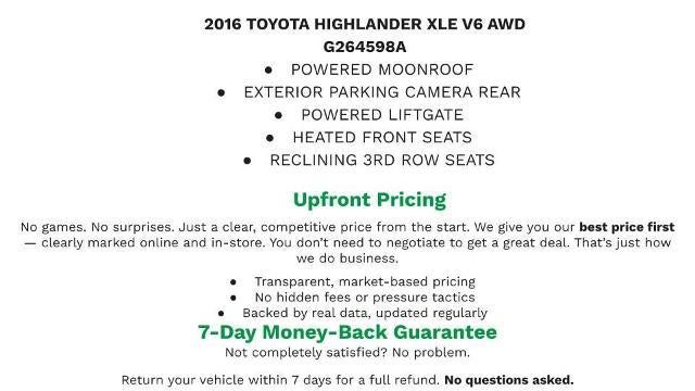 Used 2016 Toyota Highlander XLE with VIN 5TDJKRFH5GS270185 for sale in Manitowoc, WI