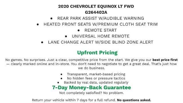 Used 2020 Chevrolet Equinox LT with VIN 2GNAXKEV0L6270591 for sale in Manitowoc, WI